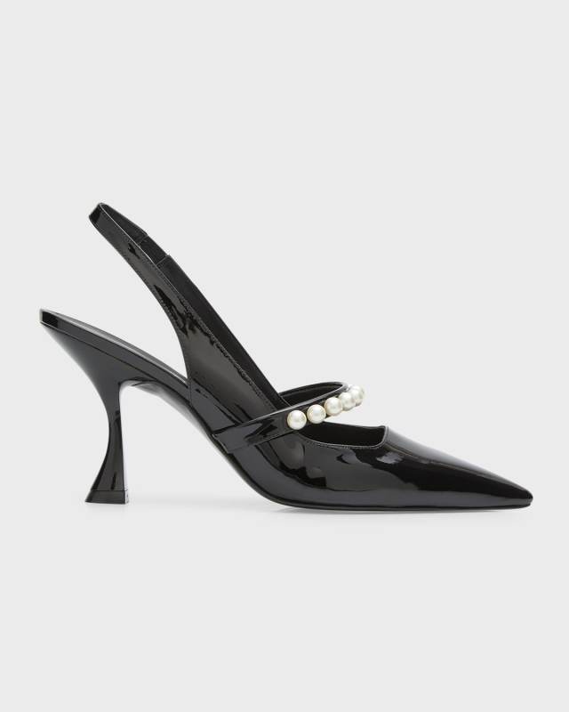 Goldie Pearly-Strap Slingback Pumps